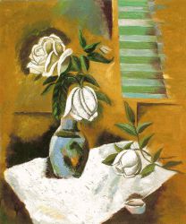 White Roses in a Vase - Oil Painting Reproduction On Canvas