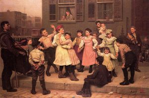 The Sidewalk Dance -John George Brown Oil Painting