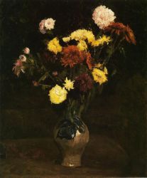 Basket of Carnations and Zinnias - Vincent Van Gogh Oil Painting