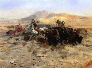 Buffalo Hunt -   Charles Marion Russell Oil Painting