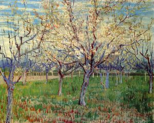 Orchard with Blossoming Apricot Trees -  Vincent Van Gogh Oil Painting