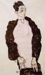 Self Portrait in Lavender and Dark Suit, Standing - Egon Schiele Oil Painting