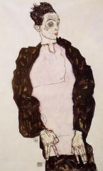 Self Portrait in Lavender and Dark Suit, Standing -  Egon Schiele Oil Painting