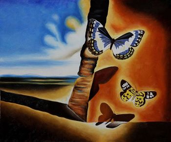 Landscape with Butterflies II - Salvador Dali Oil Painting