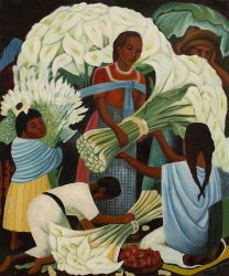 Mercado de Flores - Diego Rivera Oil Painting