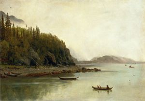 Indians Fishing -   Albert Bierstadt Oil Painting