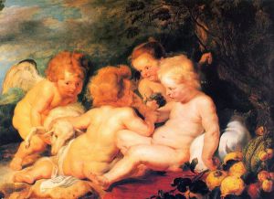 Christ and St. John with Angels -   Peter Paul Rubens Oil Painting