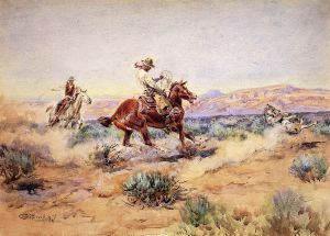 Roping a Wolf - Charles Marion Russell Oil Painting