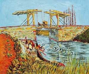 Langlois Bridge at Arles with Women Washing - Oil Painting Reproduction On Canvas