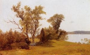 Sailboats on the Hudson at Irvington -   Albert Bierstadt Oil Painting