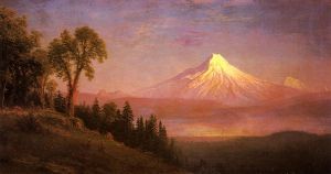 Mount St. Helens, Columbia River, Oregon -   Albert Bierstadt Oil Painting