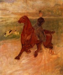 Horsewoman and Dog - Henri De Toulouse-Lautrec Oil Painting