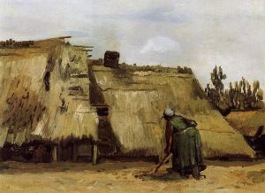 Cottage with Woman Digging -  Vincent Van Gogh Oil Painting