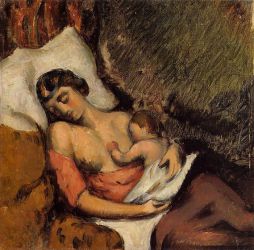 Hortense Breast Feeding Paul - Paul Cezanne Oil Painting