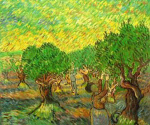 Olive Grove with Picking Figures II -   Vincent Van Gogh Oil Painting