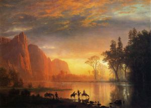 Yosemite Valley Sunset - Albert Bierstadt Oil Painting