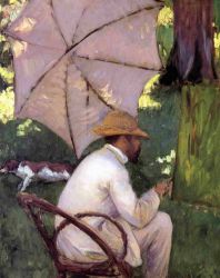 The Painter under His Parasol - Gustave Caillebotte Oil Painting