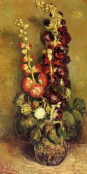 Vase with Holyhocks -  Vincent Van Gogh Oil Painting