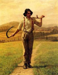 Fieldhand with Sythe -   John George Brown Oil Painting