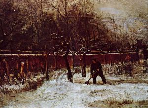 The Parsonage Garden at Nuenen in the Snow V - Vincent Van Gogh Oil Painting
