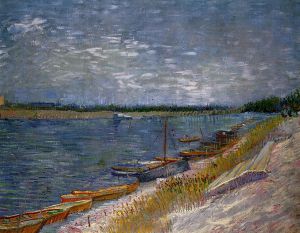 View of a River with Rowing Boats -   Vincent Van Gogh Oil Painting