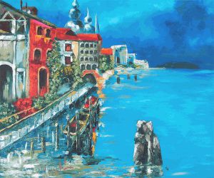 Venetian Dock - Oil Painting Reproduction On Canvas