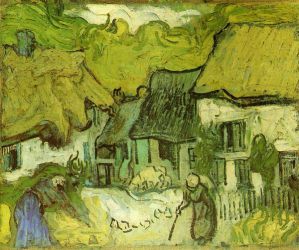 Thatched Cottages in Jorgus - Vincent Van Gogh Oil Painting