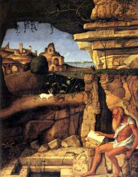 Saint Jerome Reading - Giovanni Bellini Oil Painting