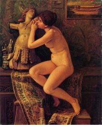 The Venetian Model - Elihu Vedder Oil Painting
