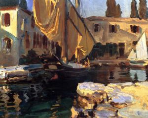 San Vigilio, A Boat with Golden Sail -   John Singer Sargent Oil Painting