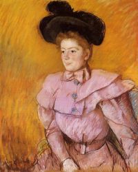 Woman in a Black Hat and a Raspberry Pink Costume - Oil Painting Reproduction On Canvas