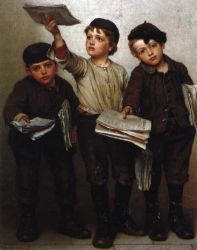 Morning Papers - John George Brown Oil Painting