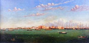 View of Galveston Harbor - William Aiken Walker Oil Painting