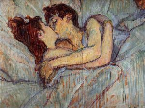 In Bed: The Kiss - Henri De Toulouse-Lautrec oil painting