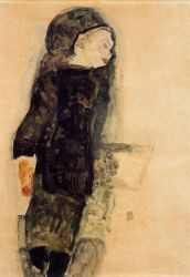 Child in Black - Egon Schiele Oil Painting