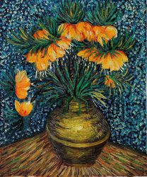 Crown Imperial Fritillaries in a Copper Vase - Vincent Van Gogh Oil Painting
