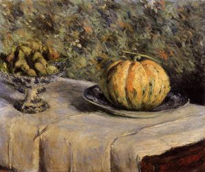 Melon and Bowl of Figs - Gustave Caillebotte Oil Painting