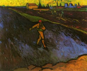 The Sower: Outskirts of Arles in the Background -  Vincent Van Gogh Oil Painting