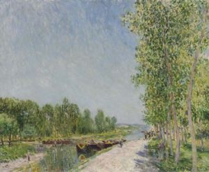 On the Banks of the Loing Canal -   Alfred Sisley Oil Painting