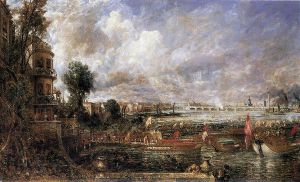 The Opening of Waterloo Bridge seen from Whitehall Stairs, June 18th 1817 -  John Constable Oil Painting