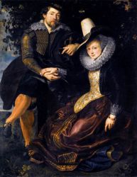 The Artist and His First Wife, Isabella Brant, in the Honeysuckle Bower -  Peter Paul Rubens oil painting