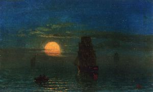 Ships in Moonlight -  Albert Bierstadt Oil Painting
