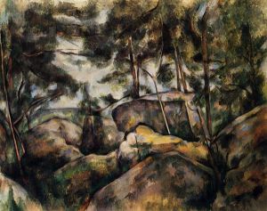 Rocks at Fountainebleau -   Paul Cezanne Oil Painting