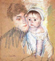 Baby Bill in Cap and Shift -   Mary Cassatt oil painting,