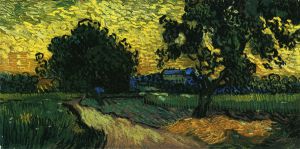 Field with Trees, the Chateau of Auvers - Vincent Van Gogh Oil Painting