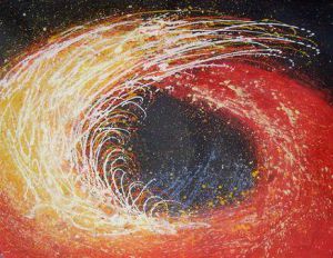 Modern Abstract-Whirlpool, Red and Yellow - Oil Painting Reproduction On Canvas