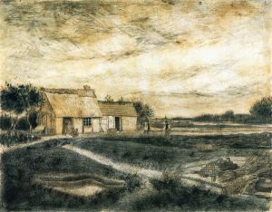 Barn with Moss-Covered Roof -   Vincent Van Gogh Oil Painting