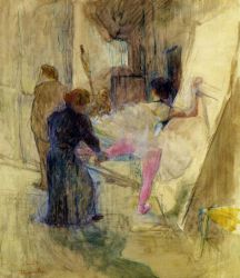 Behind the Scenes - Henri De Toulouse-Lautrec Oil Painting