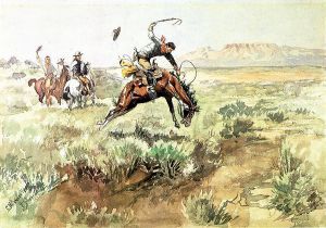 Bronco Busting - Charles Marion Russell Oil Painting