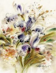 Three purple irises - Oil Painting Reproduction On Canvas